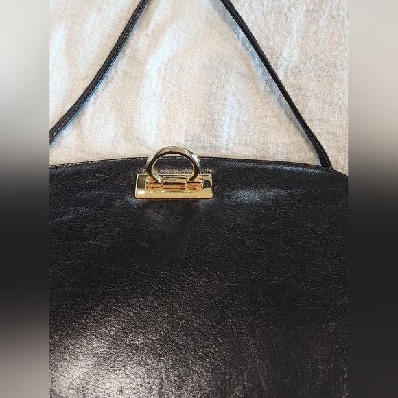 High Fashion Made in Italy Black Leather Bag Purse Crossbody Vintage Classic - Picture 8 of 15
